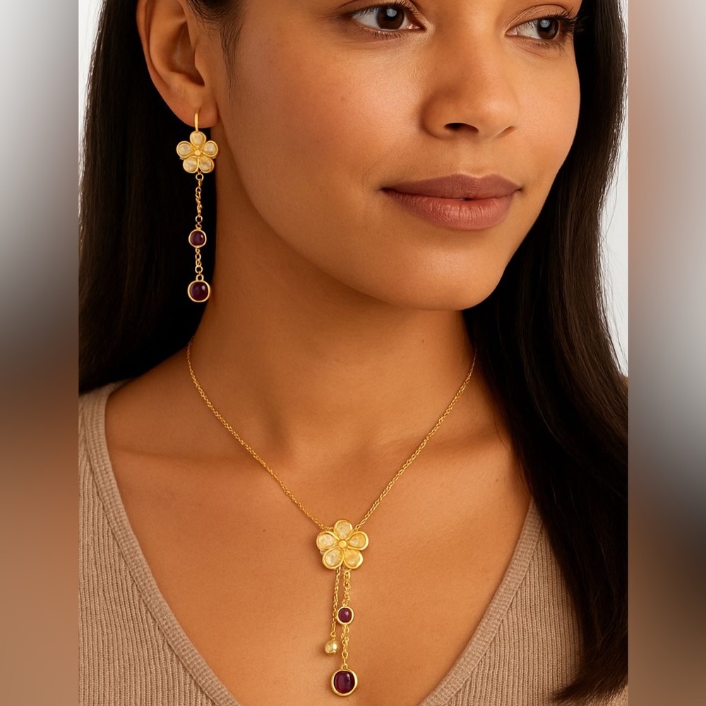 Swiss Blue Topaz Flower 18" Lariat
Necklace